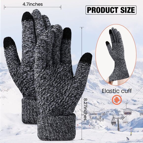 Women's Winter Touchscreen Gloves Soft Warm Fleece Lined Knit 4 Pairs - Picture 2 of 7